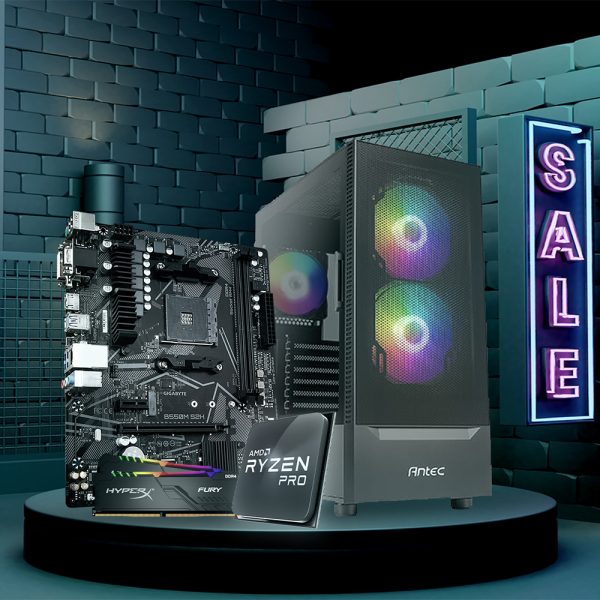 Ryzen™ 5 4650G, GIGABYTE B550M-S2H, Ram16GB 3200MHz RGB, HP EX900 M.2 250GB, Case Antec NX4155 3Fan ARGB+PSU 550W