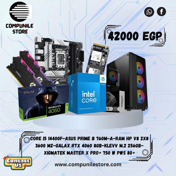 CORE I5 14400F-ASUS PRIME B 760M-A-RAM HP V8 2x8 3600 MZ-GALAX RTX 4060 8GB-KLEVV M.2 256GB-XIGMATEK MASTER X PRO+ 750 W PWS 80+