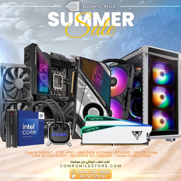 Core i9-14900KF - Z790 HERO - RAM 64GB 6000MHz - RTX4090 - SSD 2TB NVMe CASE BATTLECRUISER - PSU 1000W 80+ Platinum - Cooler EVGA CL280M